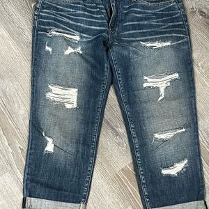 Classic Blue Boyfriend Jeans with Distressed Details